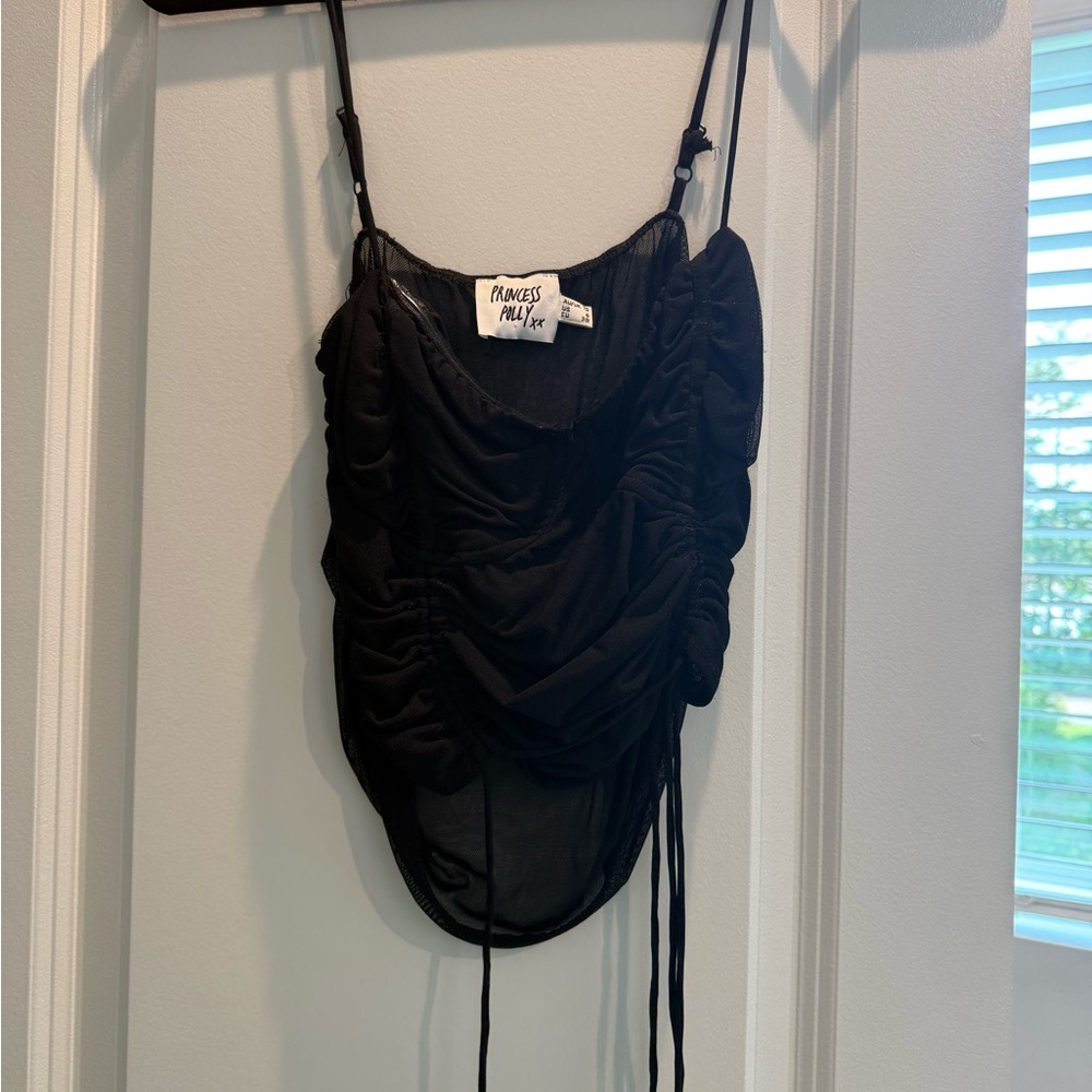 Black Ruched Tank Top- Princess Polly